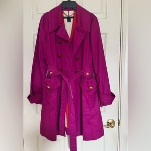 Marc by Marc Jacobs Cotton Trench Coat, Size XS, Fuchsia, Pre-owned
